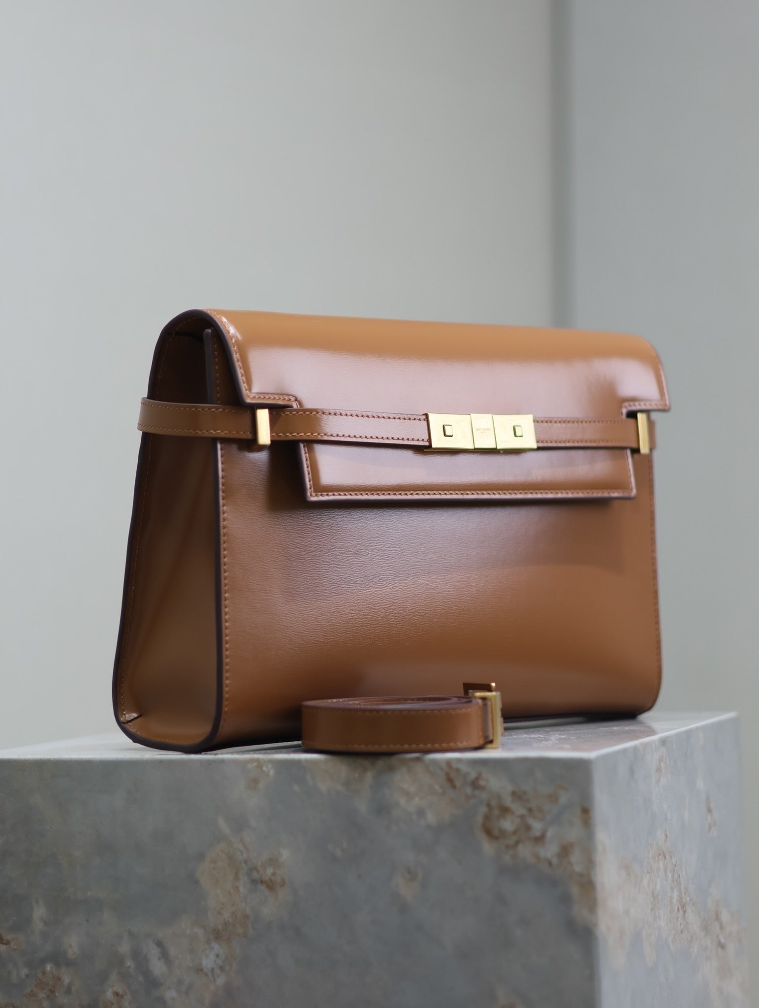 Crocodile-Embossed Leather Chain Bag