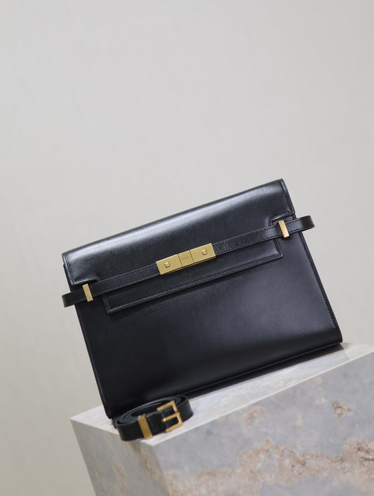 Crocodile-Embossed Leather Chain Bag