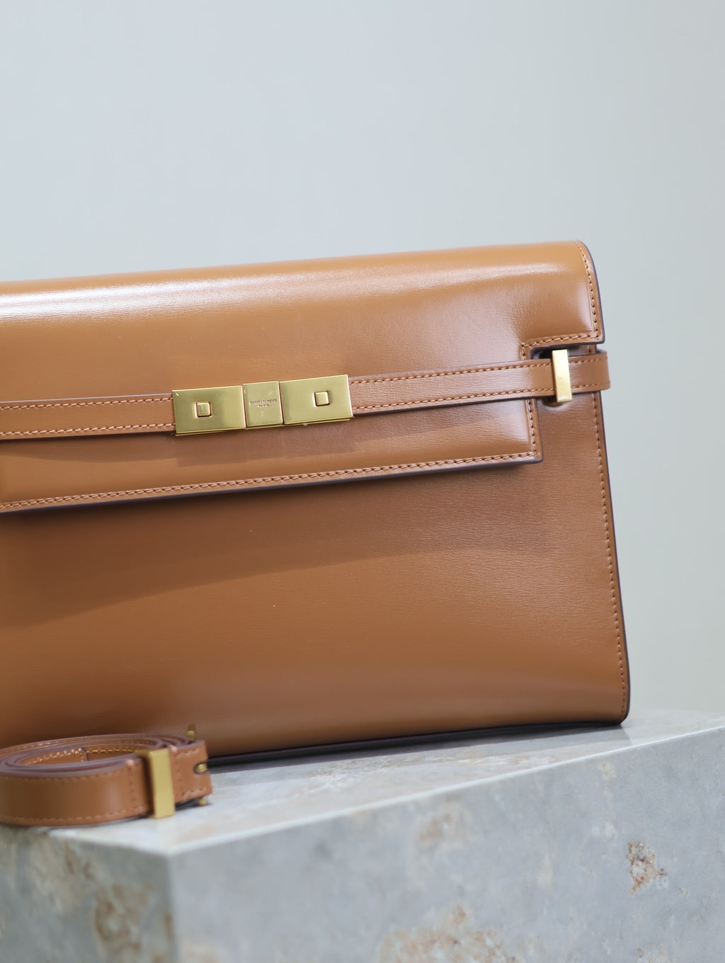 Crocodile-Embossed Leather Chain Bag