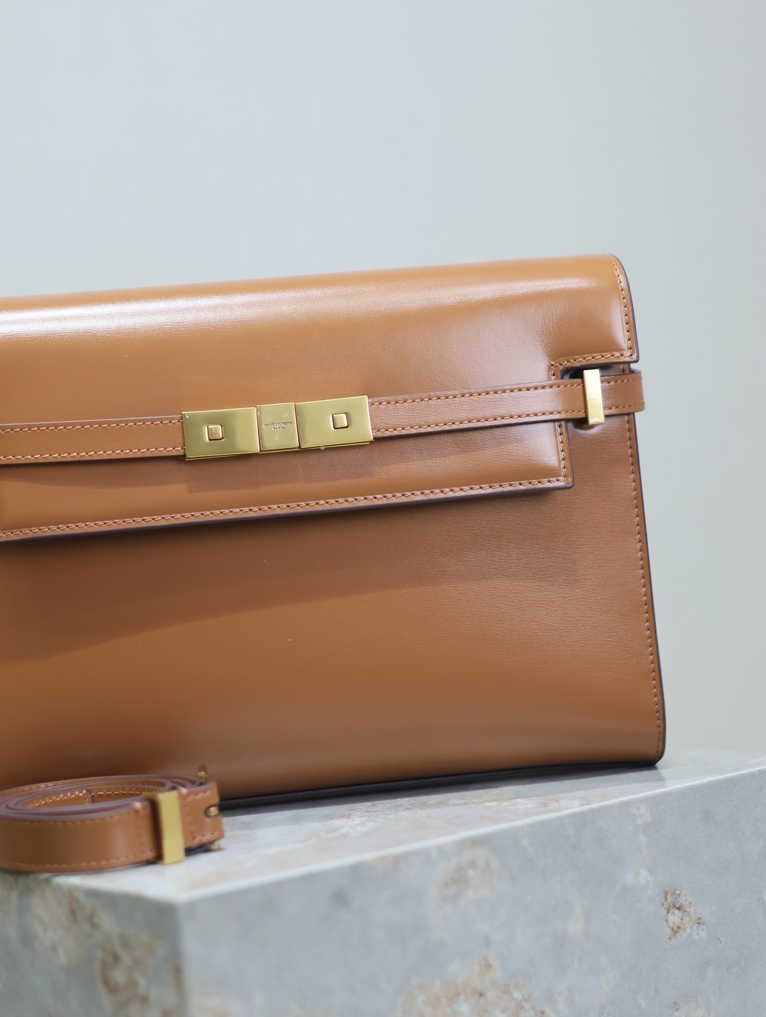 Crocodile-Embossed Leather Chain Bag