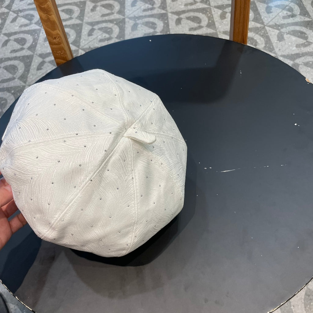 Embellished Tweed Baker Boy Cap with Iconic Logo Patch