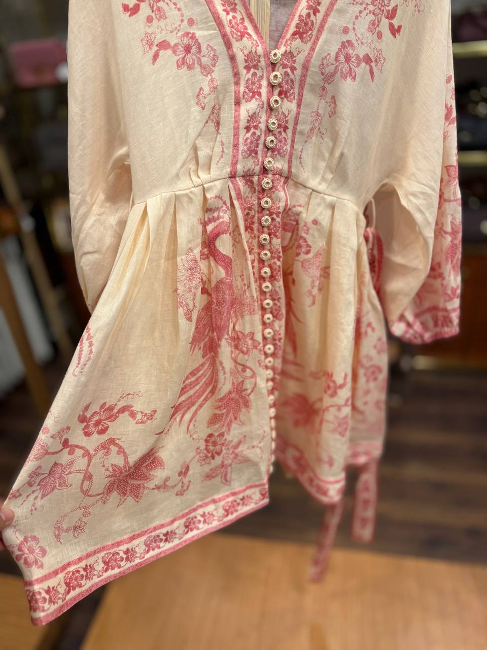 Lucky Plunge Linen Mini Dress