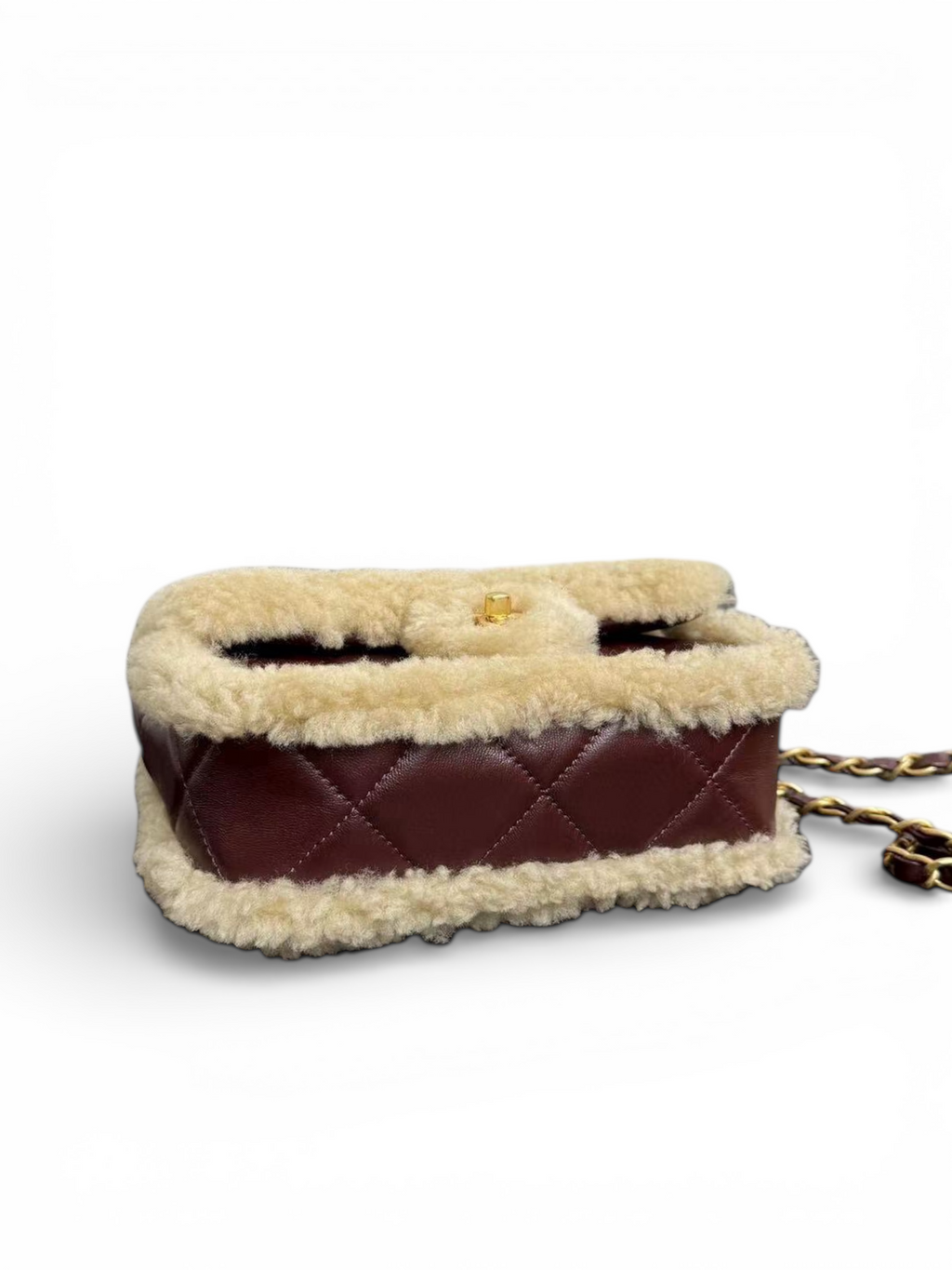 26 Teddy Shearling Chain Shoulder Bag