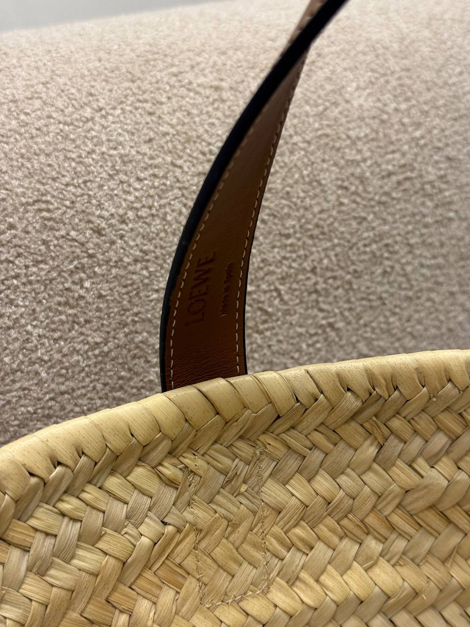 Basket Bag in Palm Leaf and Calfskin