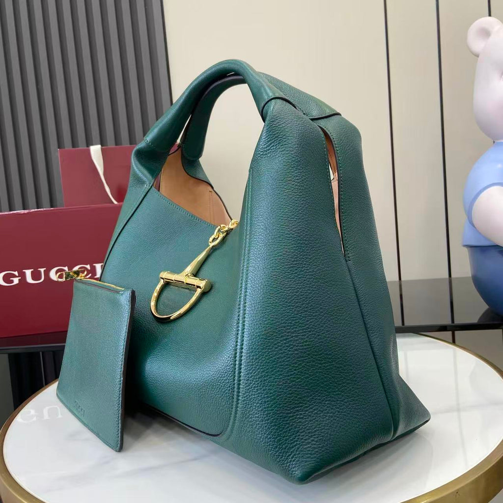 Softbit Style Deep Green Grained Leather Shoulder Bag