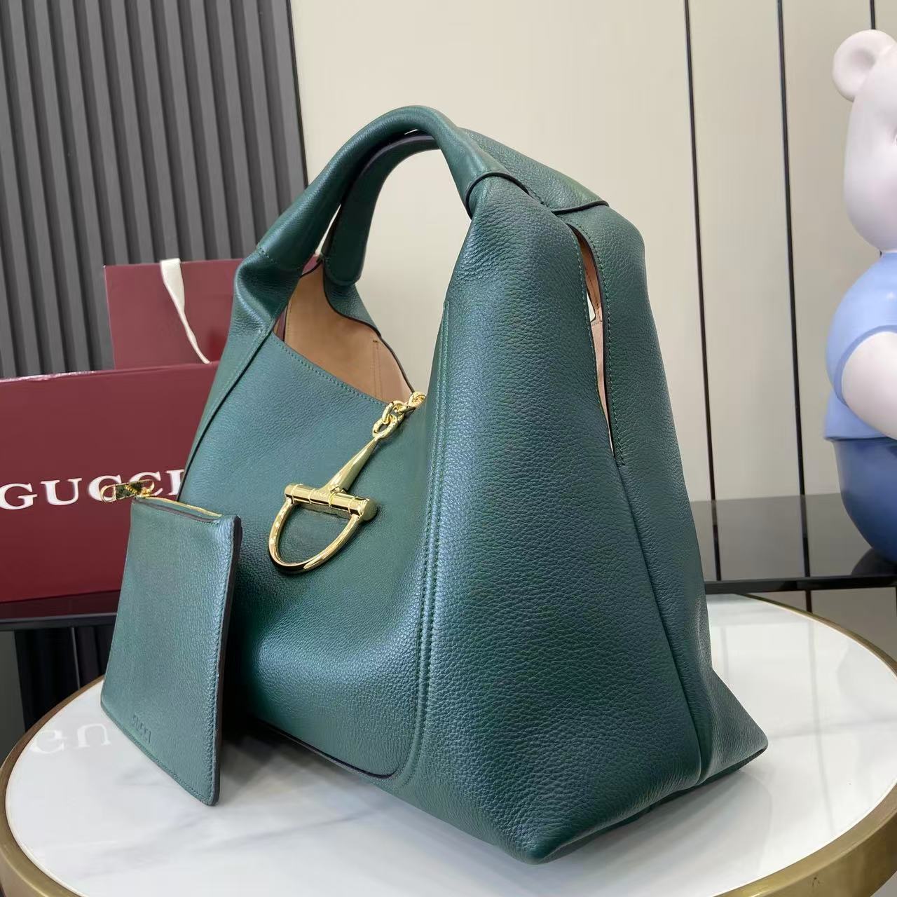 Softbit Style Deep Green Grained Leather Shoulder Bag