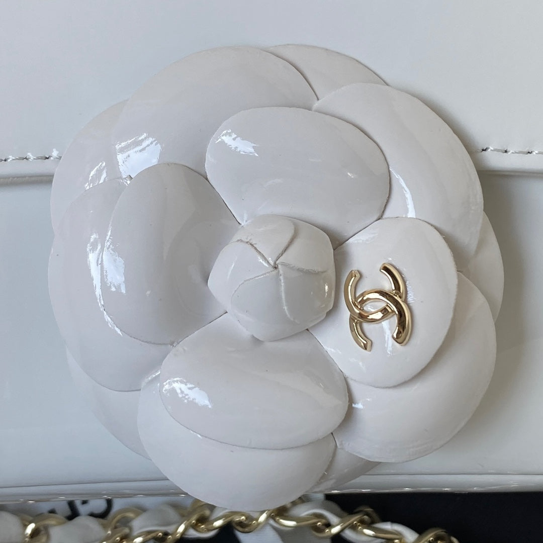 Camellia Patent Flap Bag