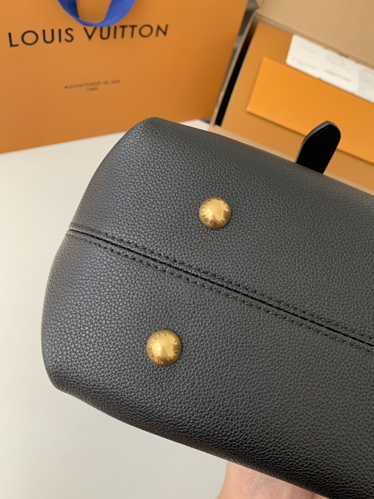 Calfskin Leather Tote Bag with Monogram Pouch