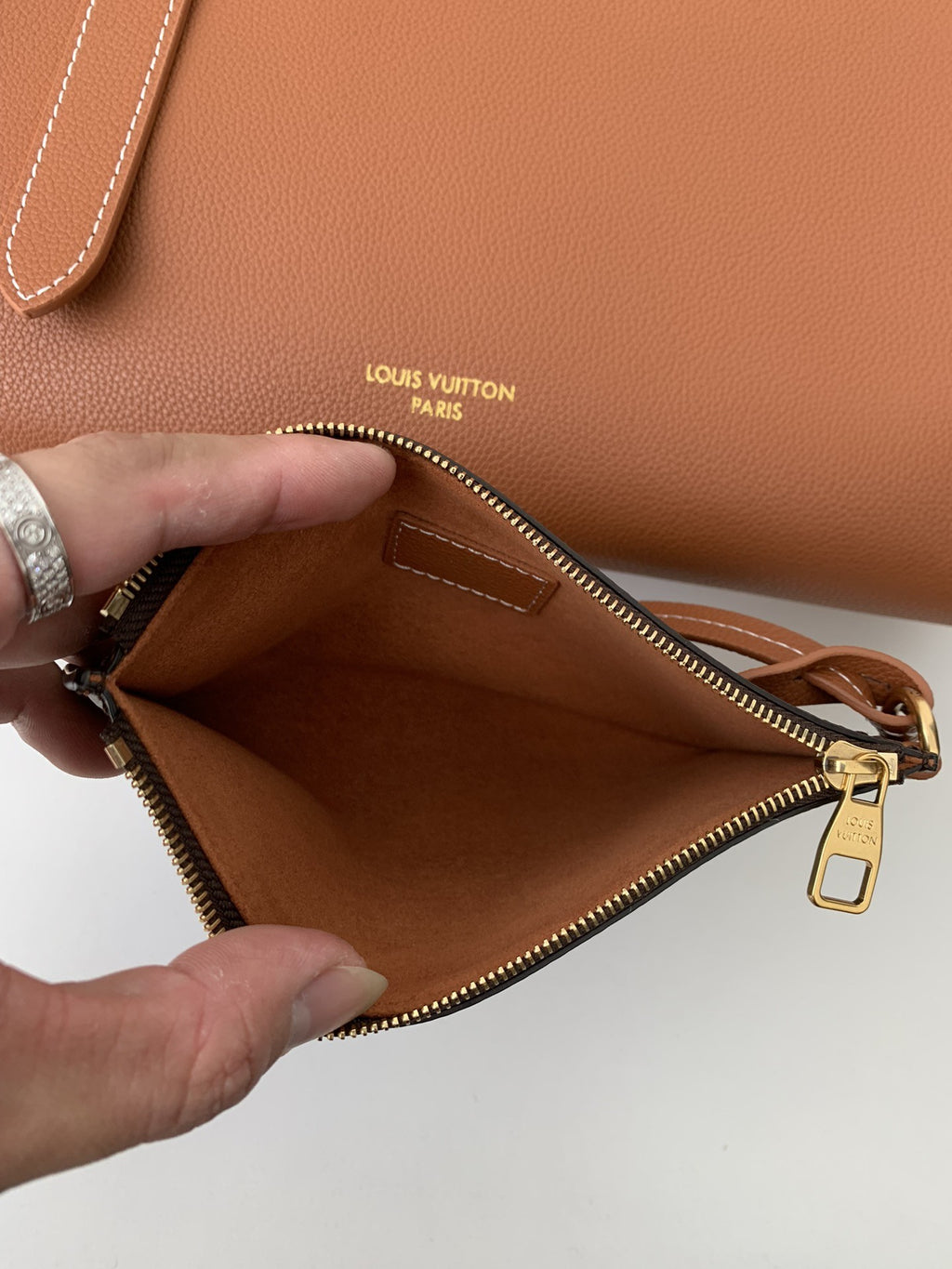 Calfskin Leather Tote Bag with Monogram Pouch