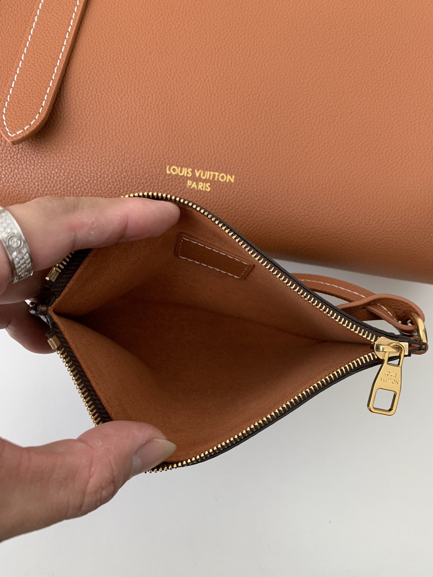 Calfskin Leather Tote Bag with Monogram Pouch