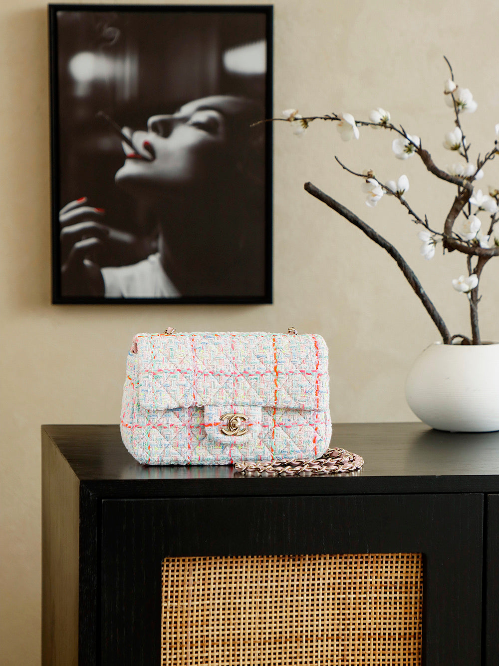 Classic Flap Tweed Chain Shoulder Bag 24