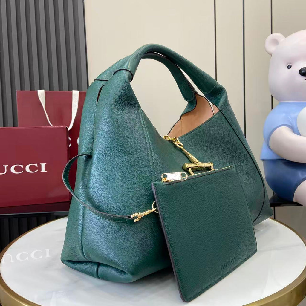 Softbit Style Deep Green Grained Leather Shoulder Bag