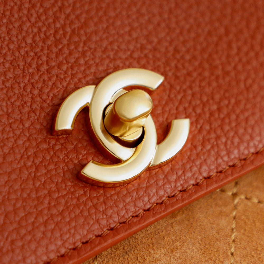 Suede & Leather Boston Top Handle Bag