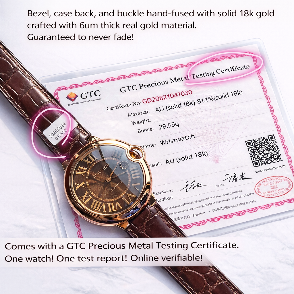 Ballon Bleu Watch – 42 mm Automatic, Brown Dial & Leather