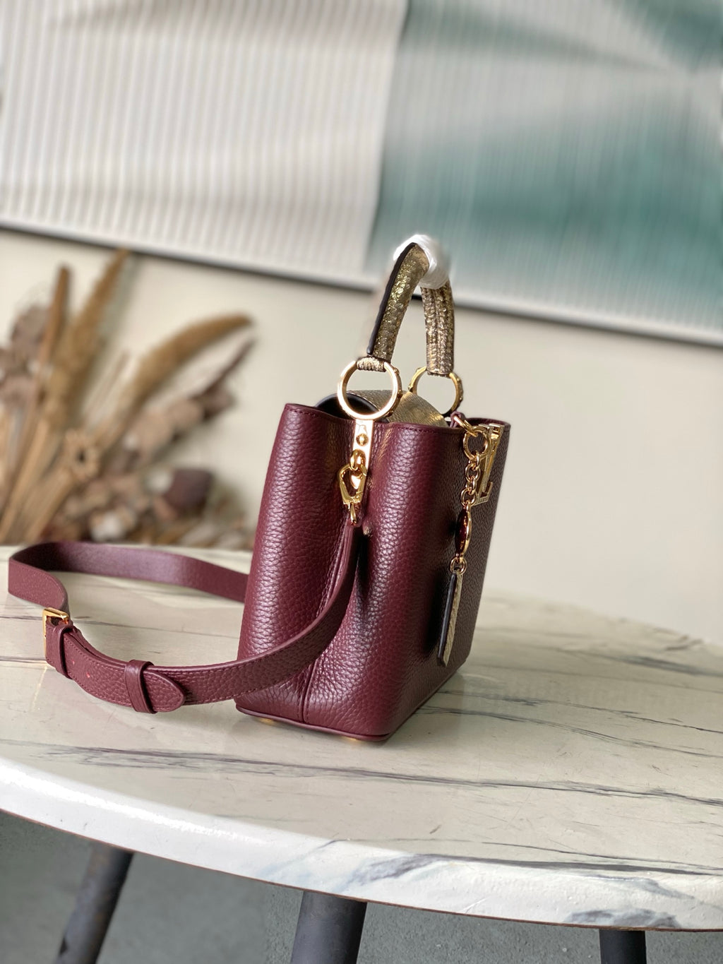 Capucines Mini Python Handle Bag