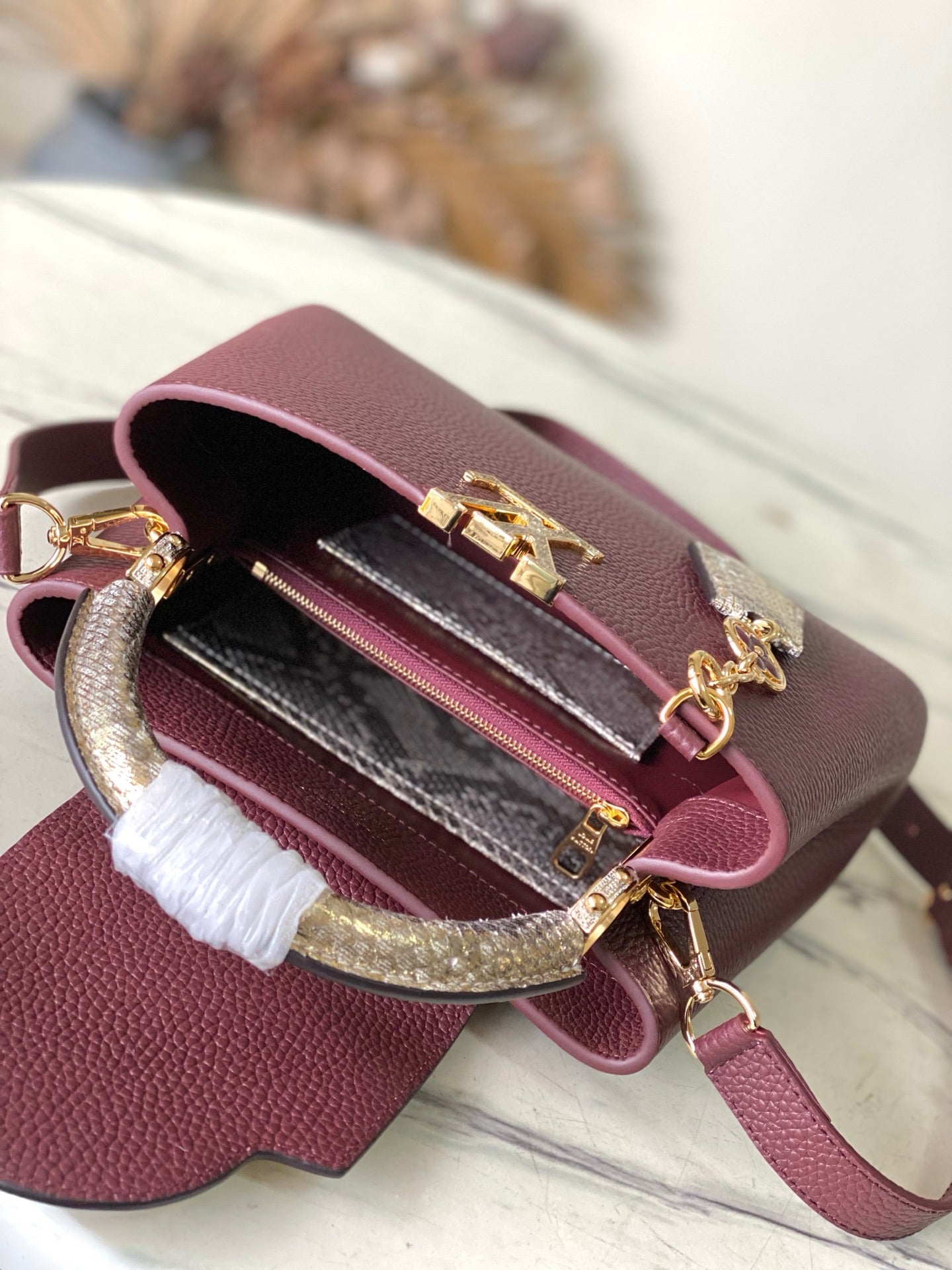 Capucines Mini Python Handle Bag
