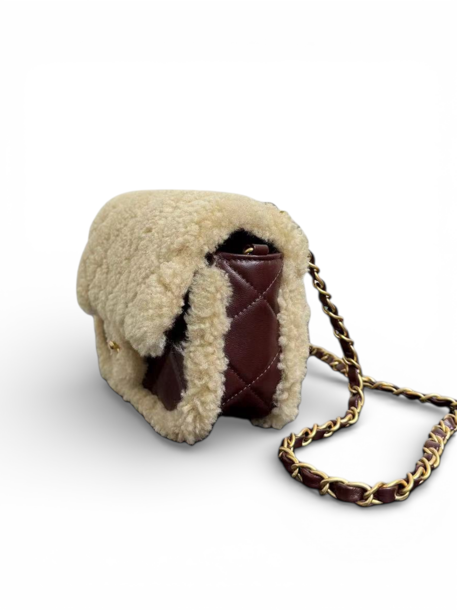 26 Teddy Shearling Chain Shoulder Bag