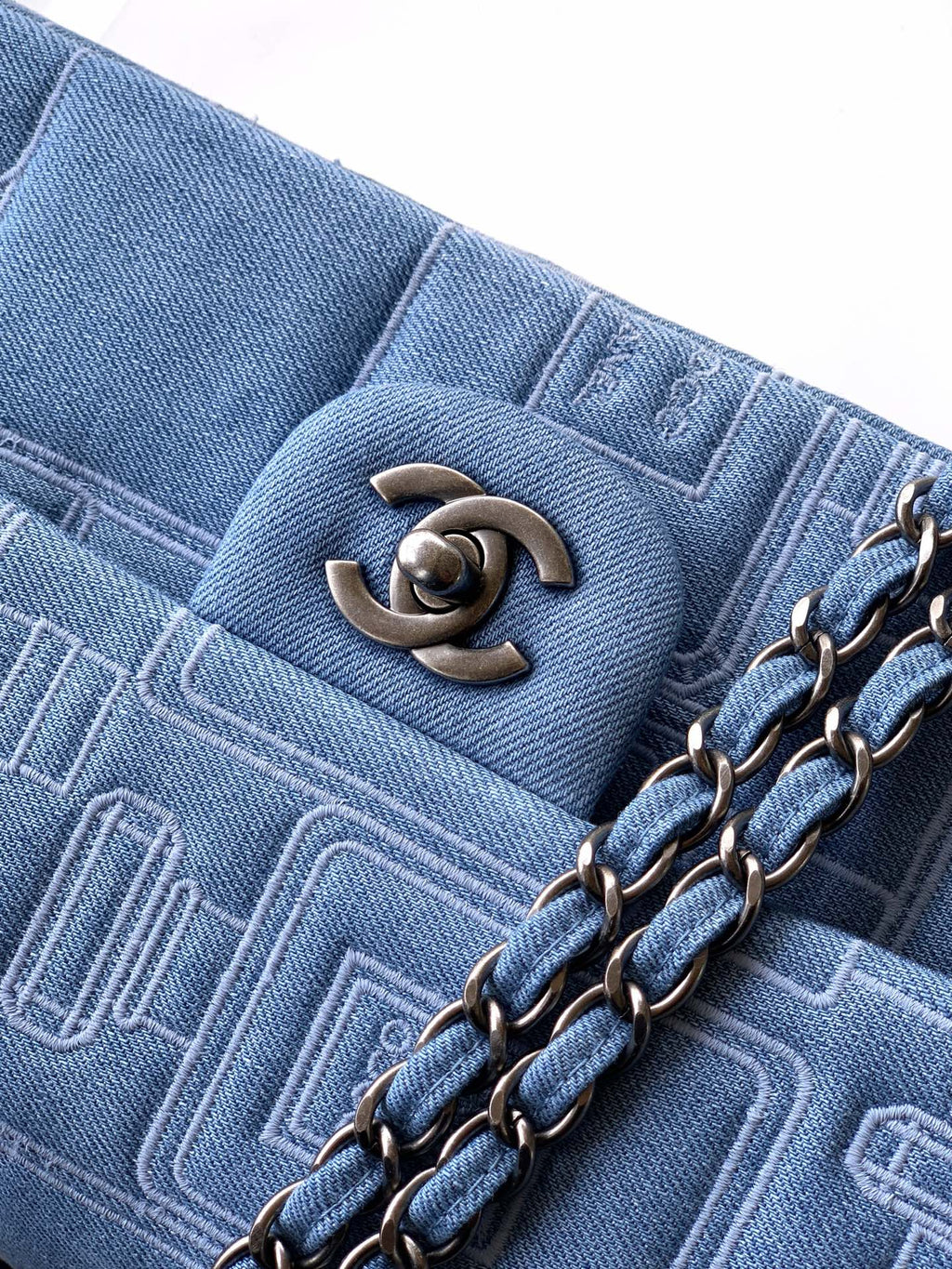 Denim Classic Flap Chain Shoulder Bag