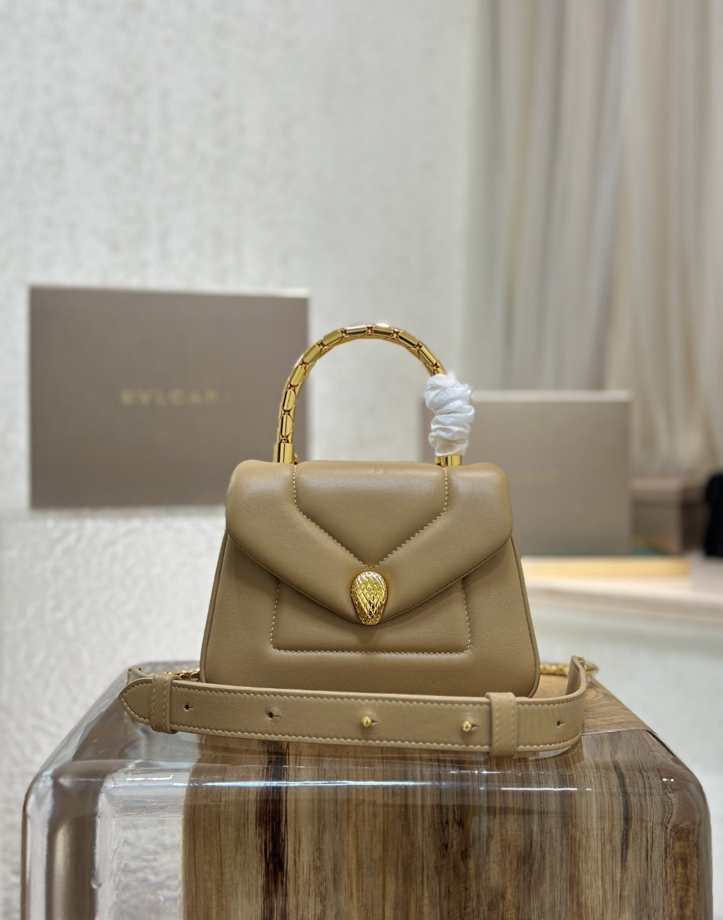 Serpenti Calfskin Leather Top Handle Bag