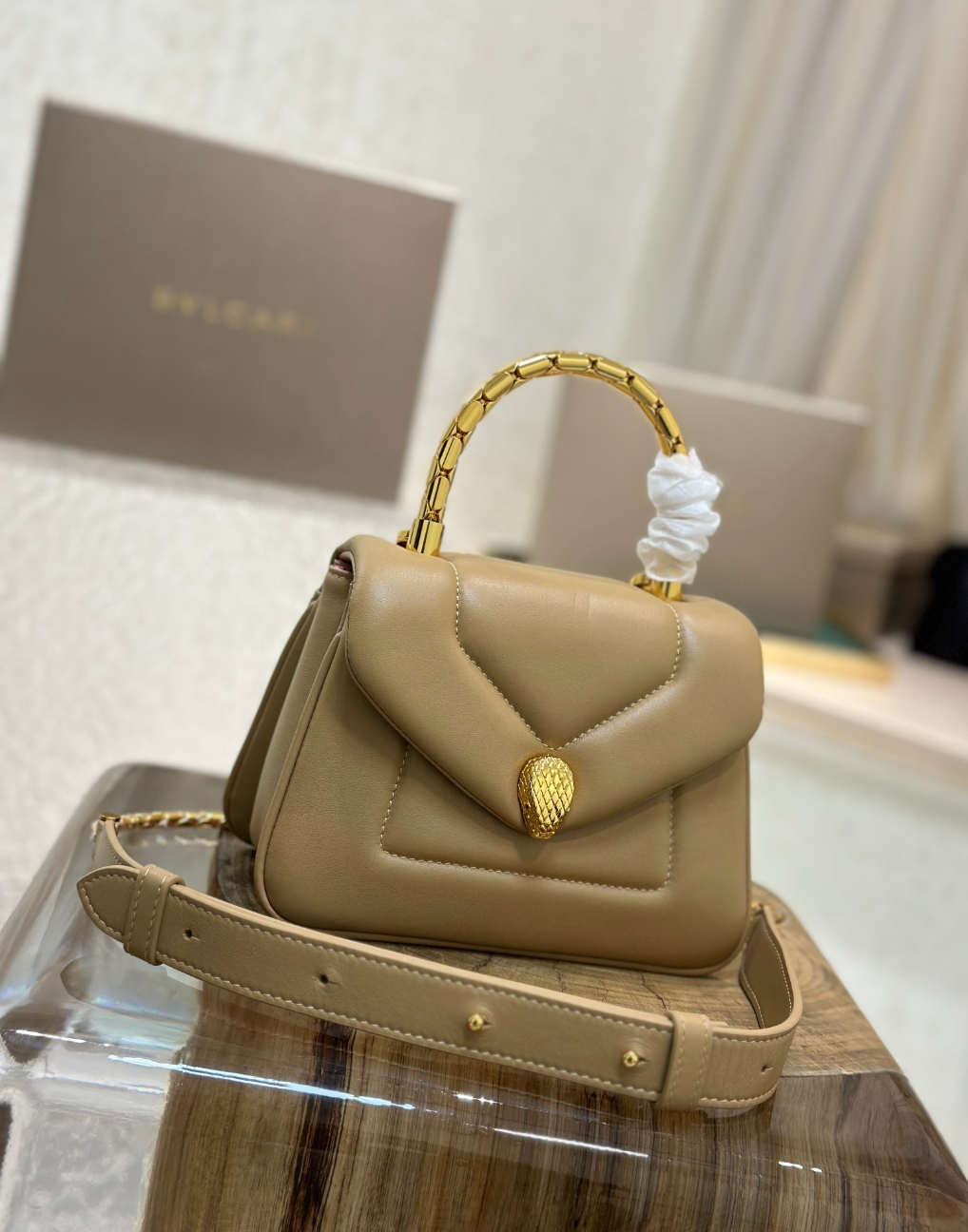 Serpenti Calfskin Leather Top Handle Bag