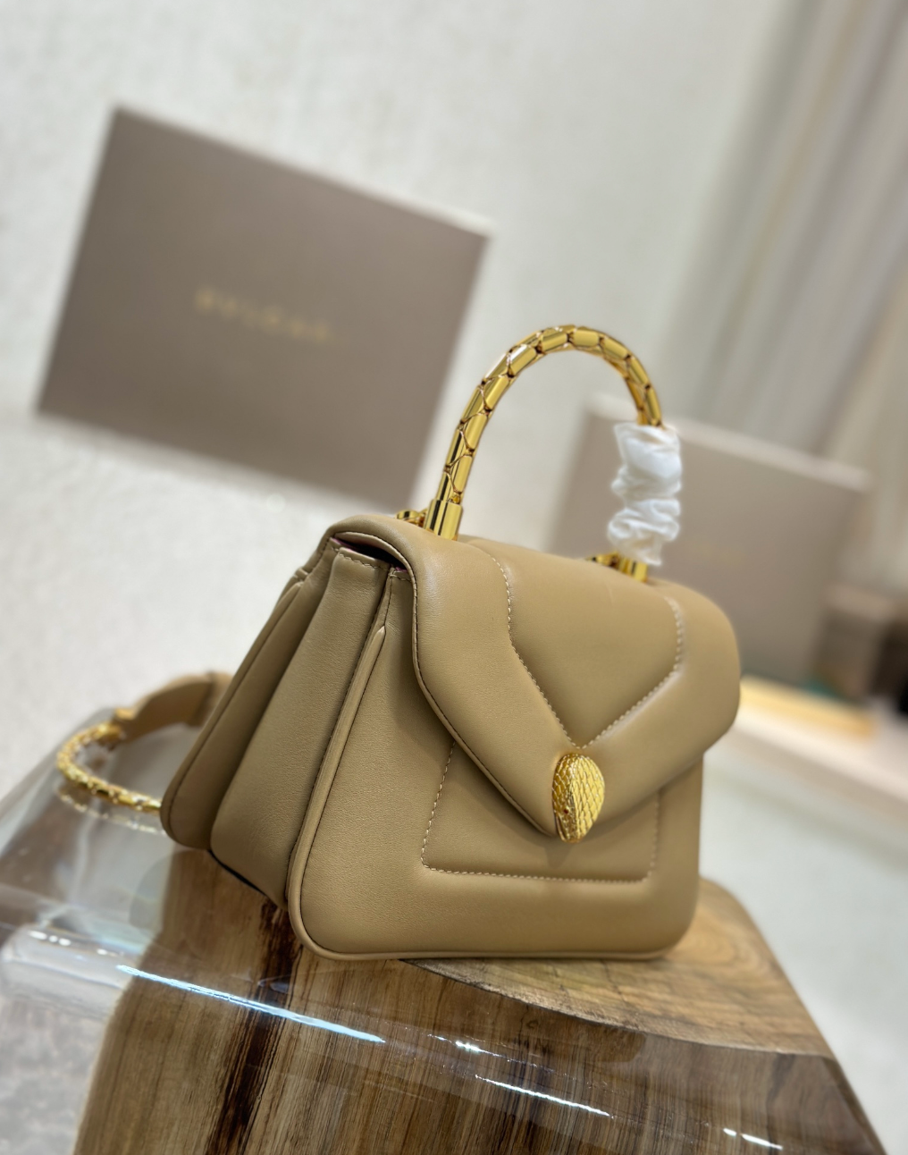 Serpenti Calfskin Leather Top Handle Bag