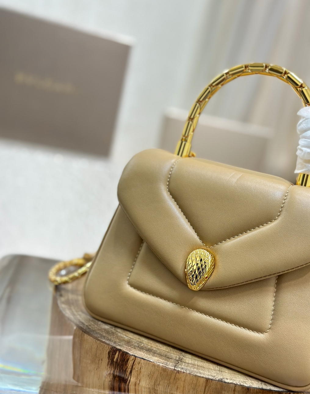 Serpenti Calfskin Leather Top Handle Bag