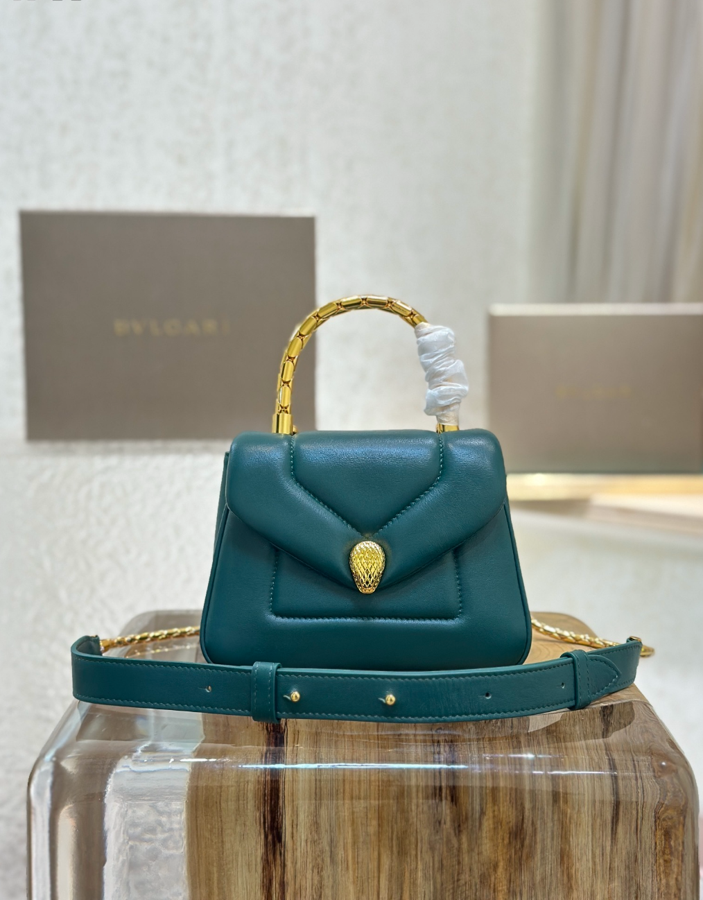 Serpenti Calfskin Leather Top Handle Bag