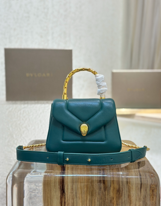 Serpenti Calfskin Leather Top Handle Bag
