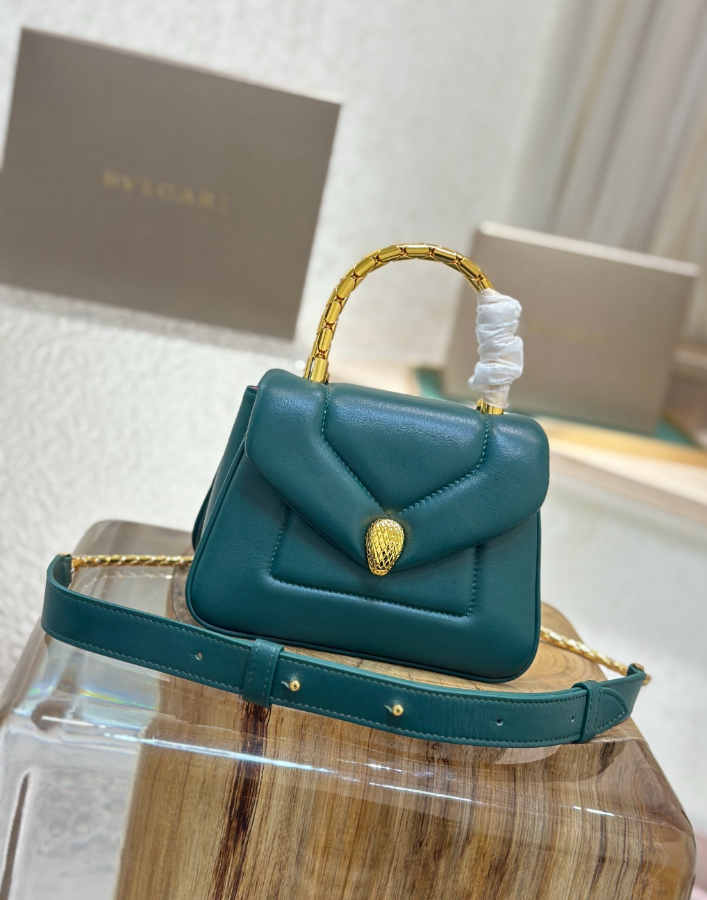 Serpenti Calfskin Leather Top Handle Bag