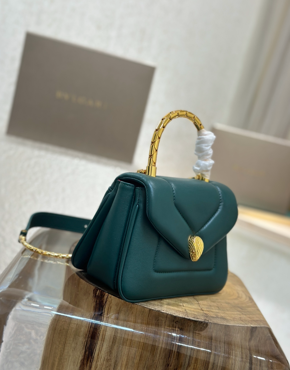 Serpenti Calfskin Leather Top Handle Bag