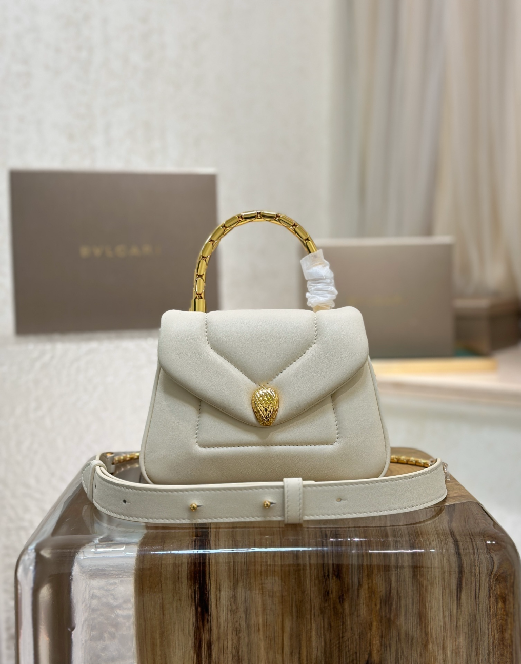 Serpenti Calfskin Leather Top Handle Bag