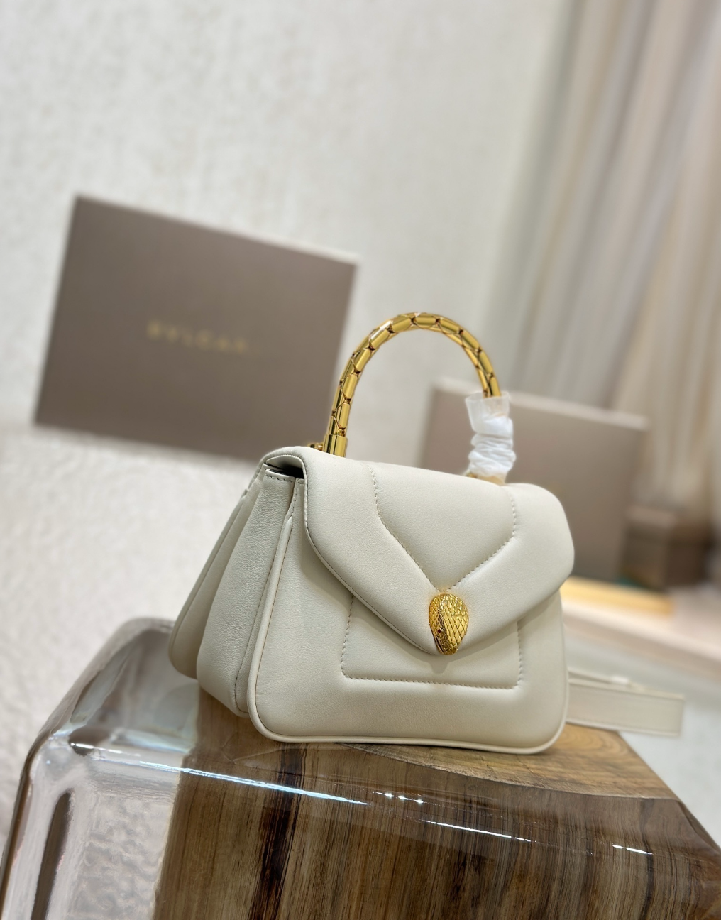 Serpenti Calfskin Leather Top Handle Bag