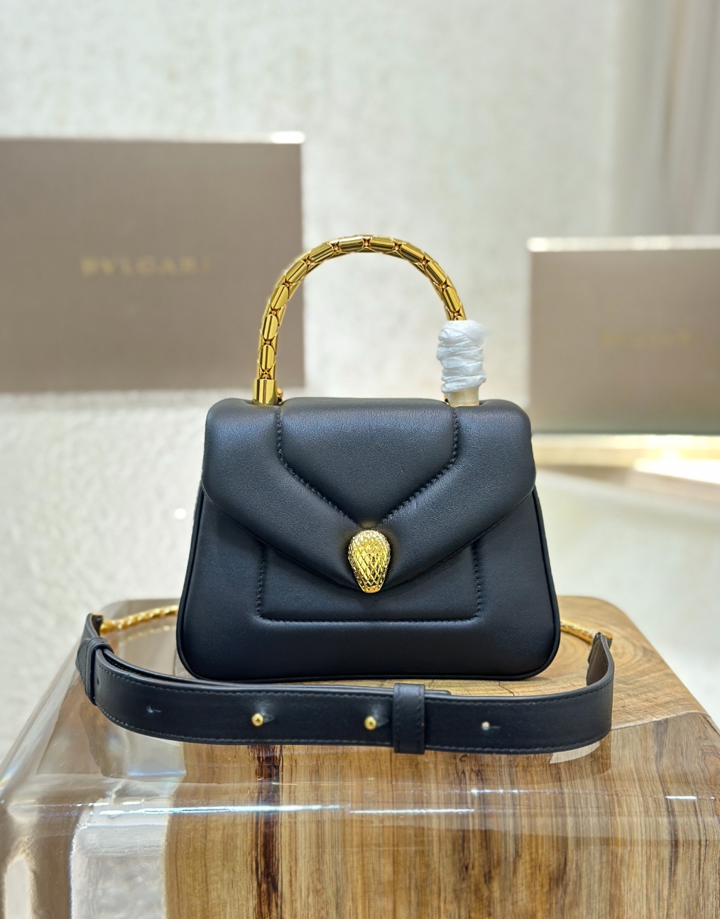 Serpenti Calfskin Leather Top Handle Bag