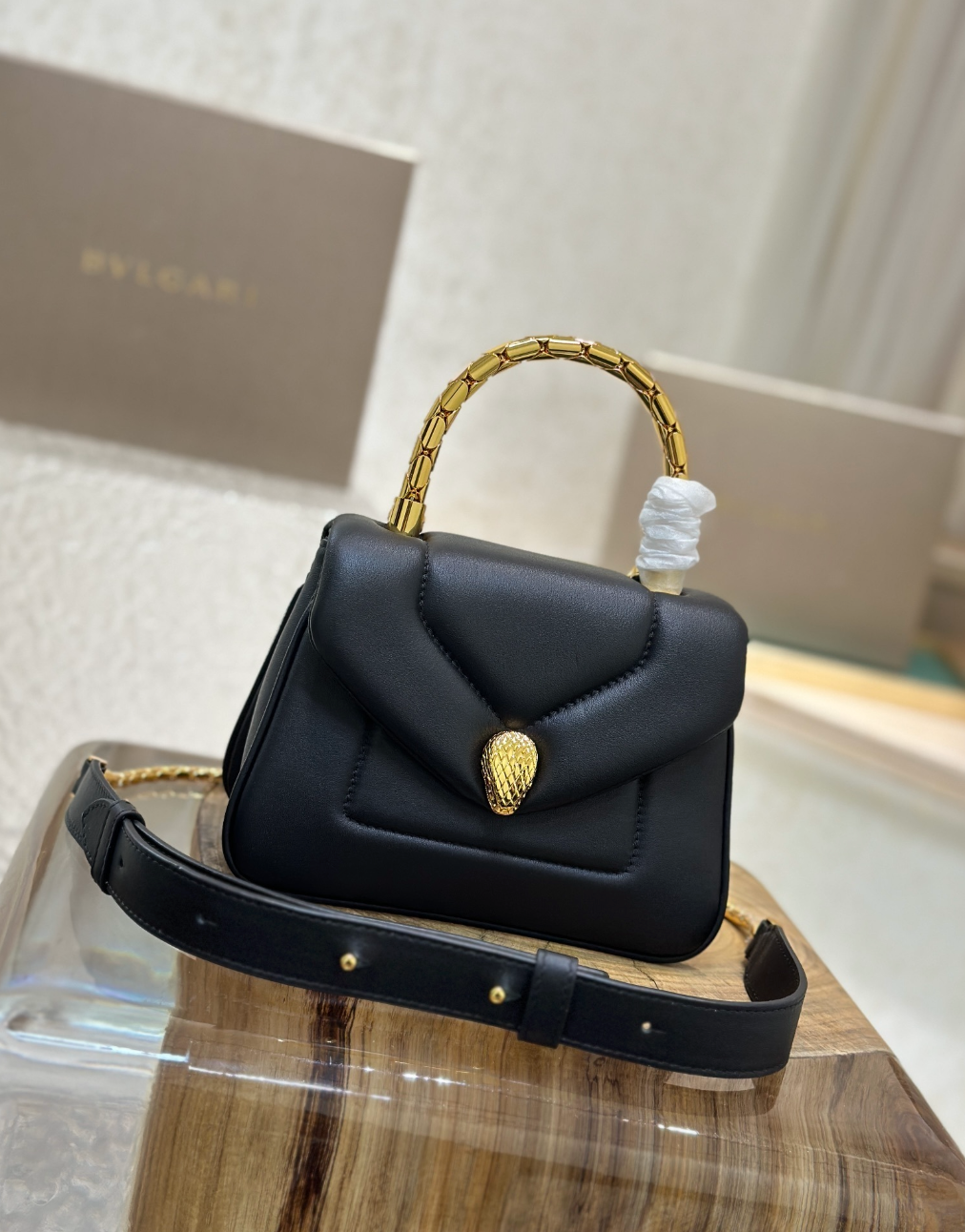 Serpenti Calfskin Leather Top Handle Bag