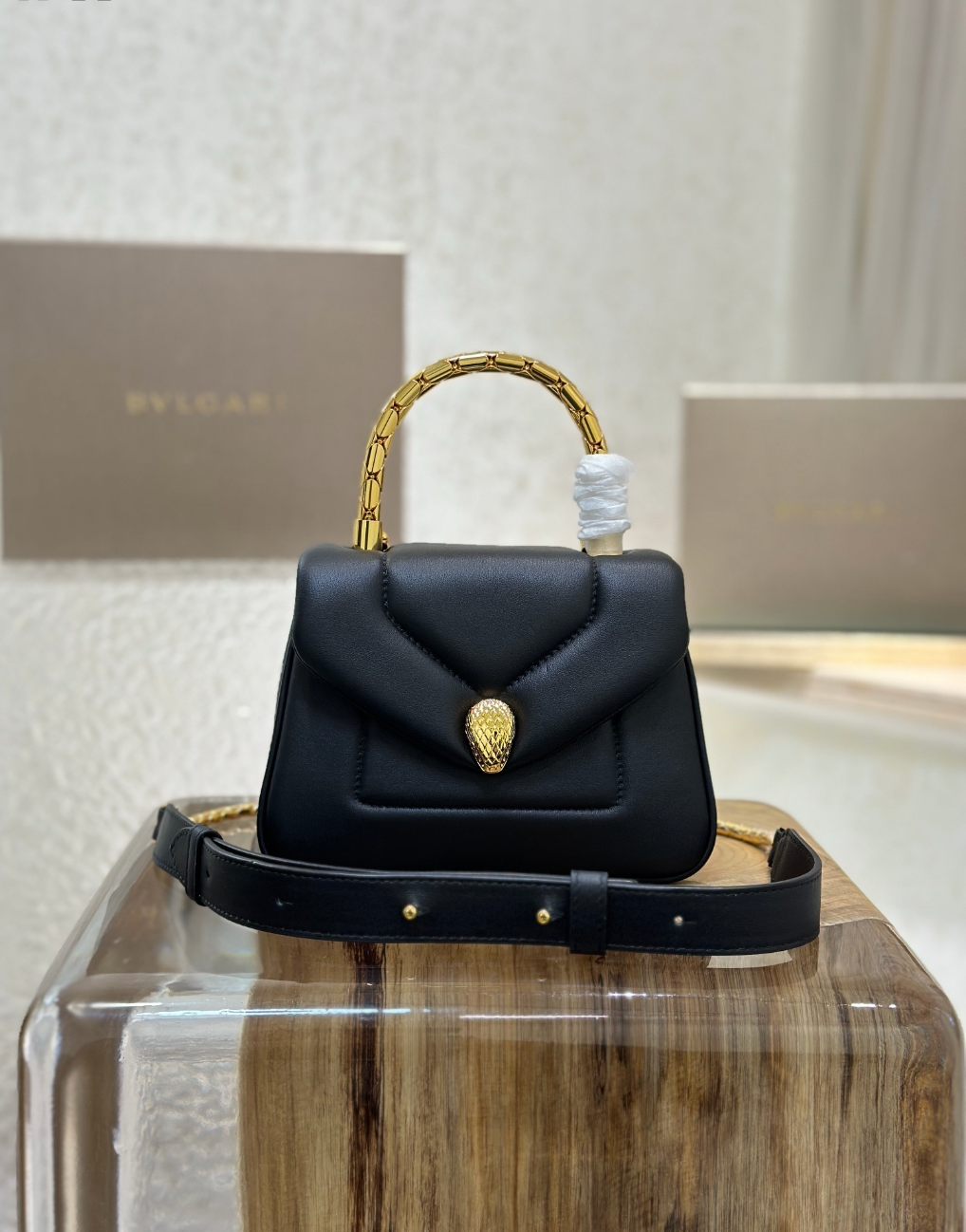 Serpenti Calfskin Leather Top Handle Bag