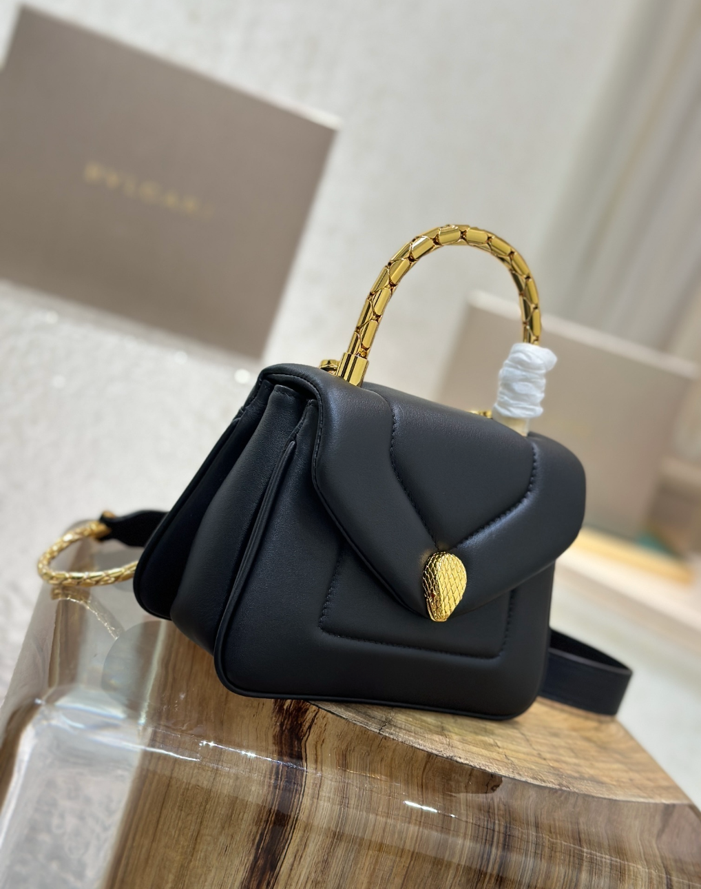 Serpenti Calfskin Leather Top Handle Bag