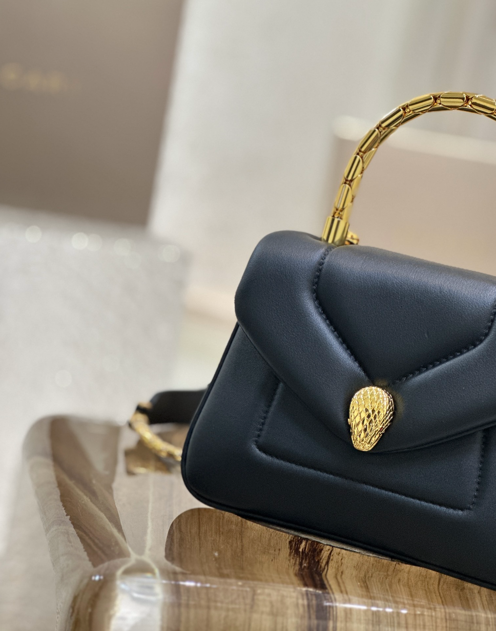 Serpenti Calfskin Leather Top Handle Bag