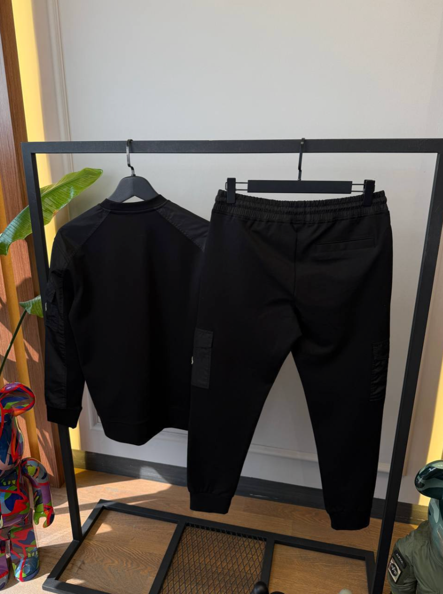 Cotton Blend Sweatshirt & Cargo Jogger Set