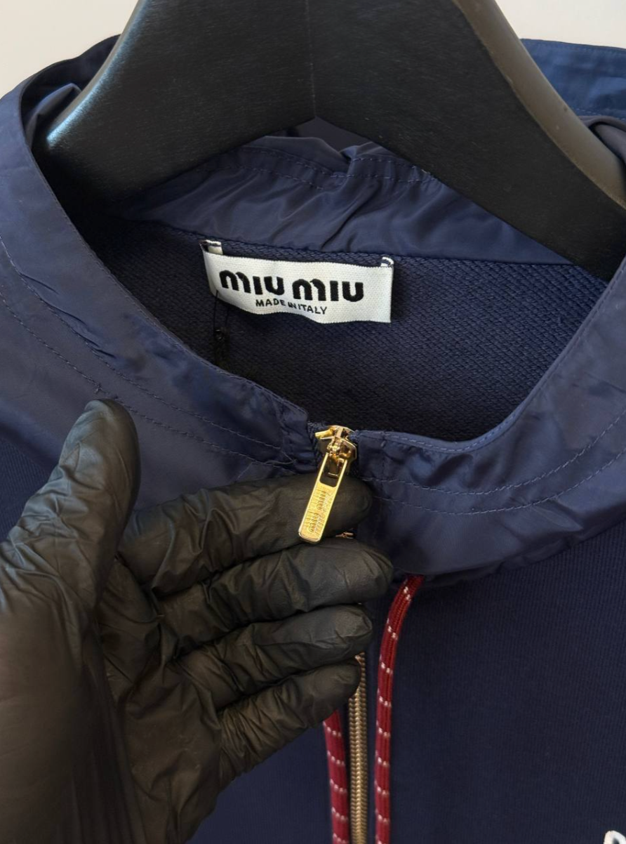 Navy Cotton Fleece Zipper Hoodie