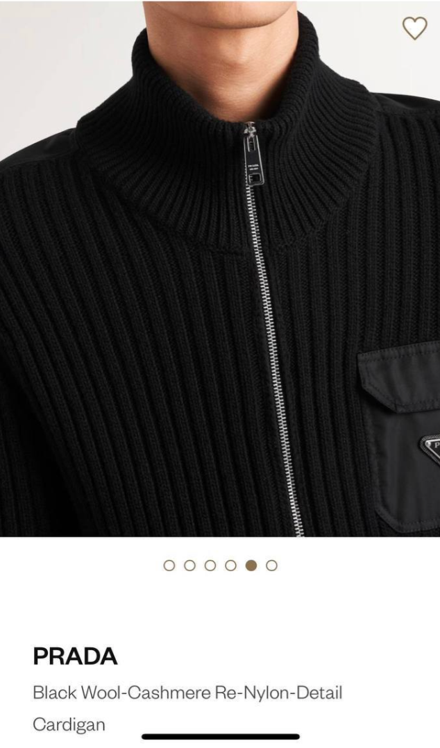 Black Wool-Cashmere Re-Nylon Detail Cardigan