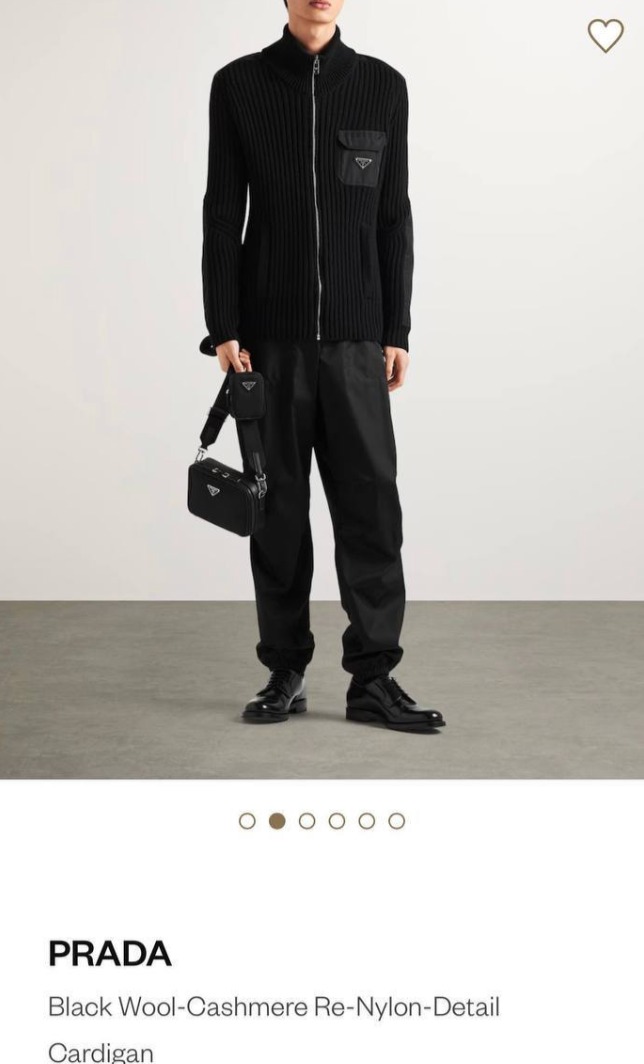 Black Wool-Cashmere Re-Nylon Detail Cardigan