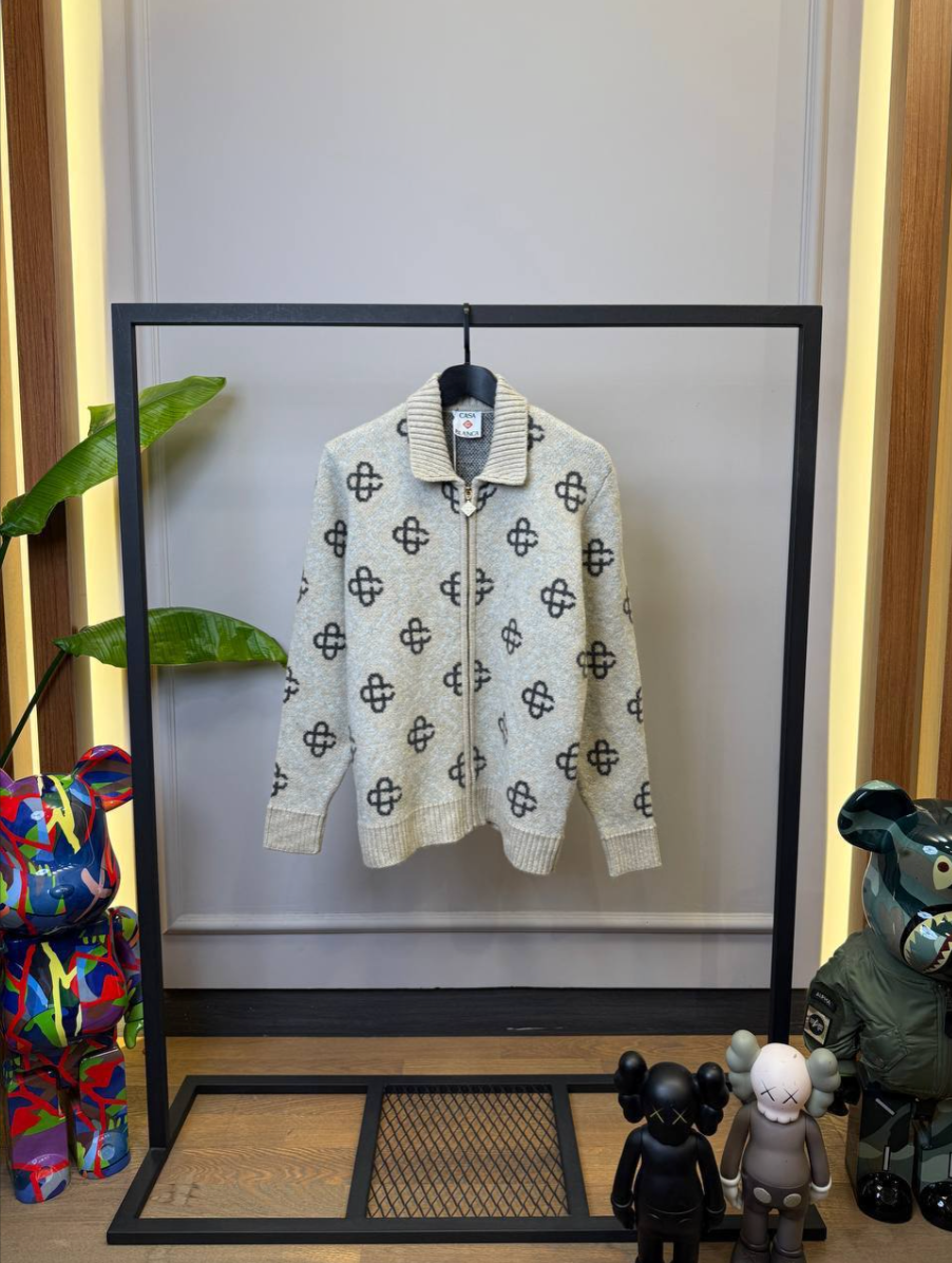 Pattern Zip-up Cardigan