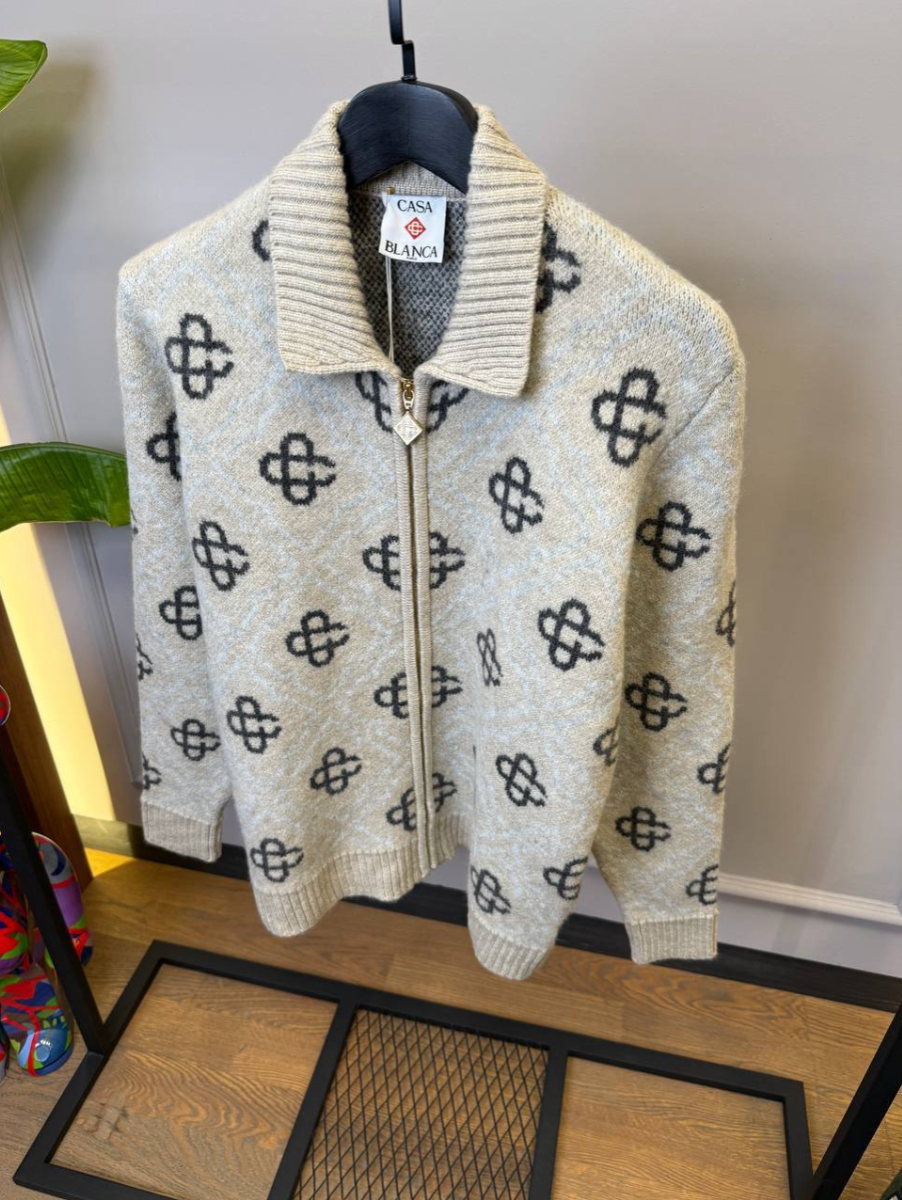 Pattern Zip-up Cardigan