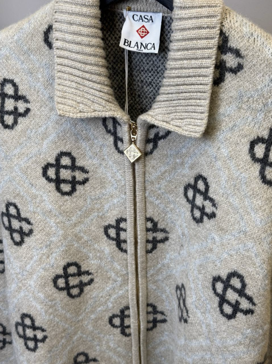 Pattern Zip-up Cardigan