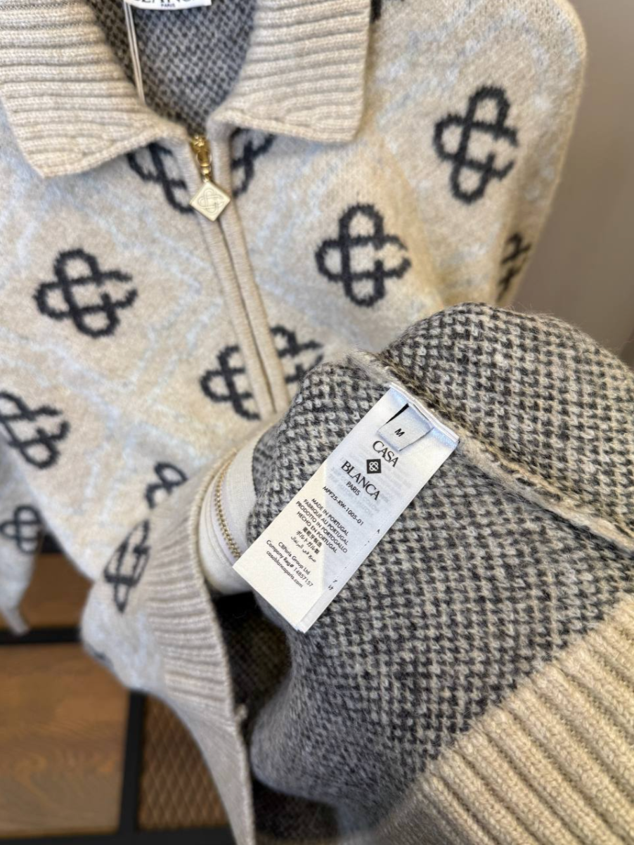 Pattern Zip-up Cardigan