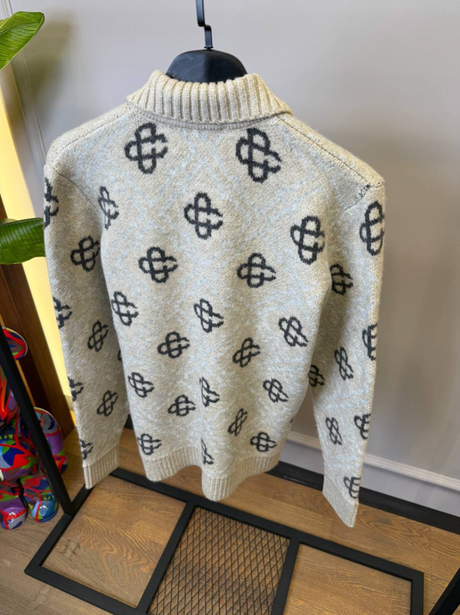 Pattern Zip-up Cardigan