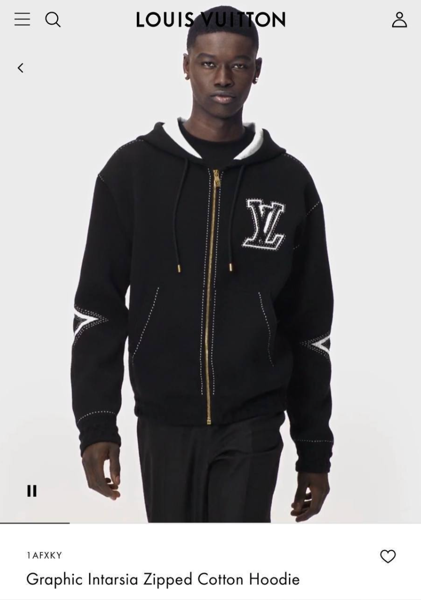 Graphic Intarsia Zipped Cotton Hoodie