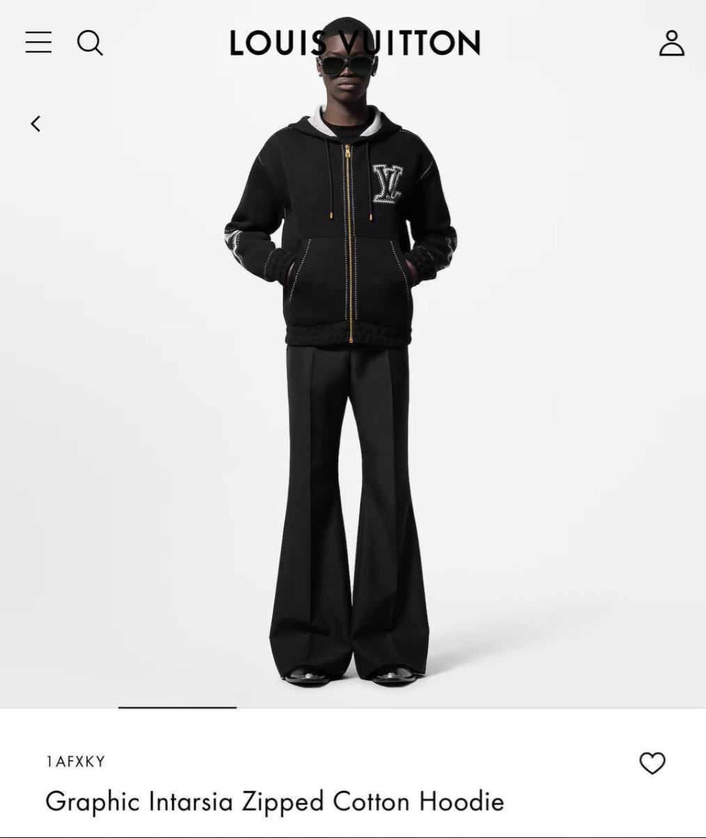 Graphic Intarsia Zipped Cotton Hoodie