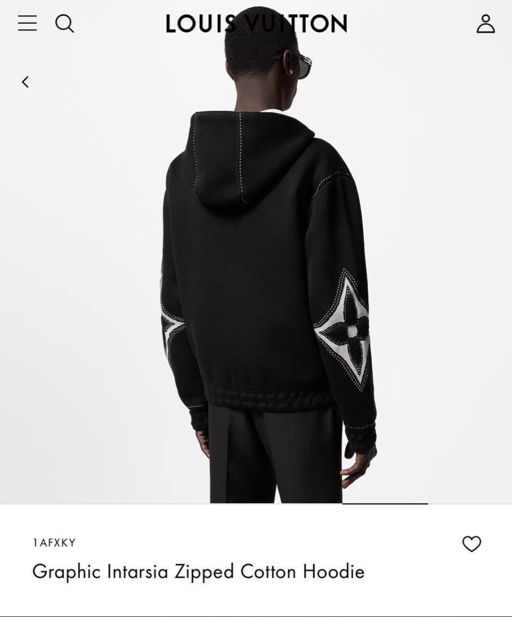 Graphic Intarsia Zipped Cotton Hoodie