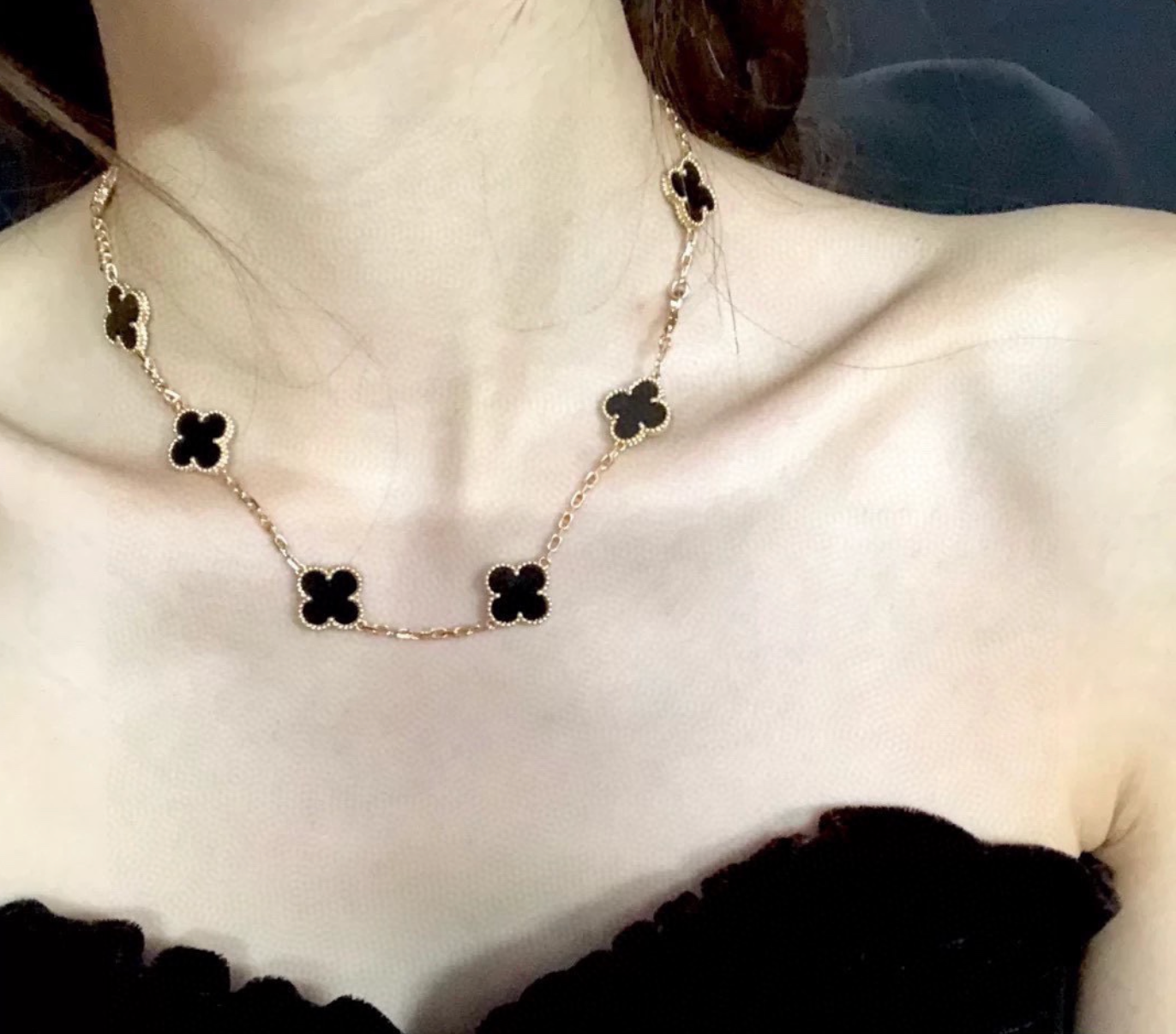 Alhambra Vintage 10 Motif Necklace in Black Onyx